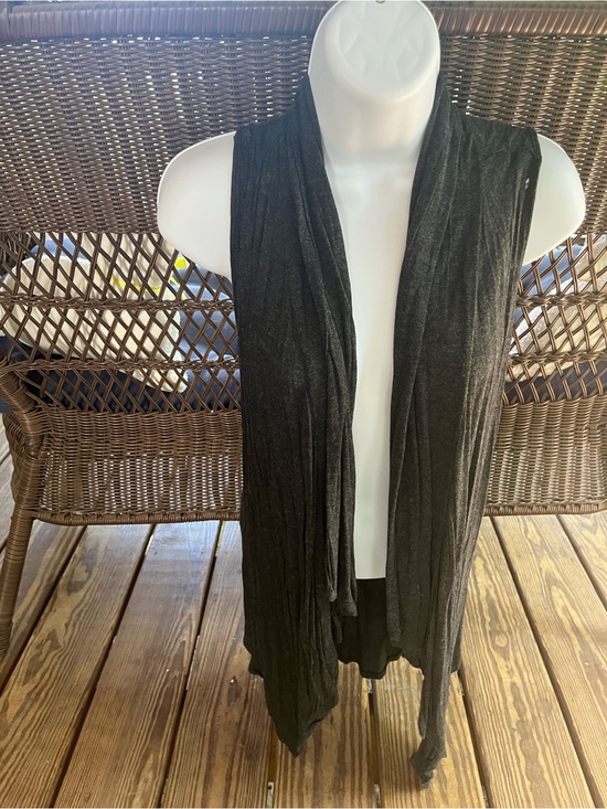 Ambiance Jackets & Blazers - Ambiance Charcoal Gray Lightweight Draped Vest